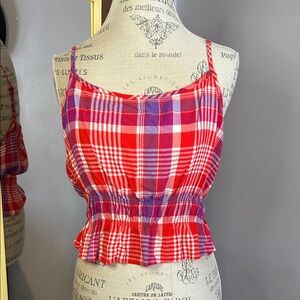 NWOT Red White & Blue Plaid Crop Top ❤️